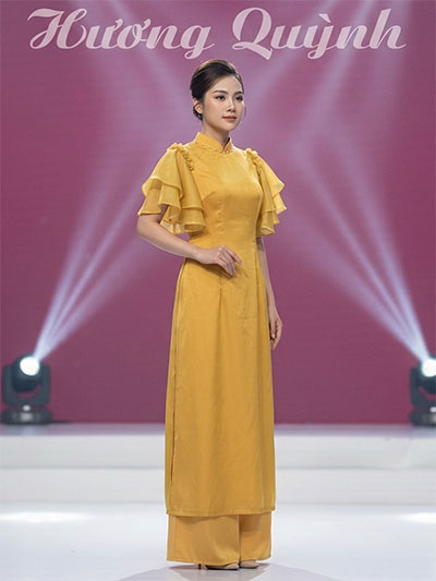 Áo dài Cách tân vàng cổ ngọc